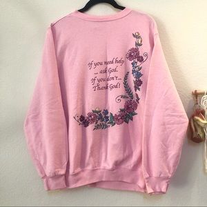 Vintage pink thank God floral crewneck sweatshirt